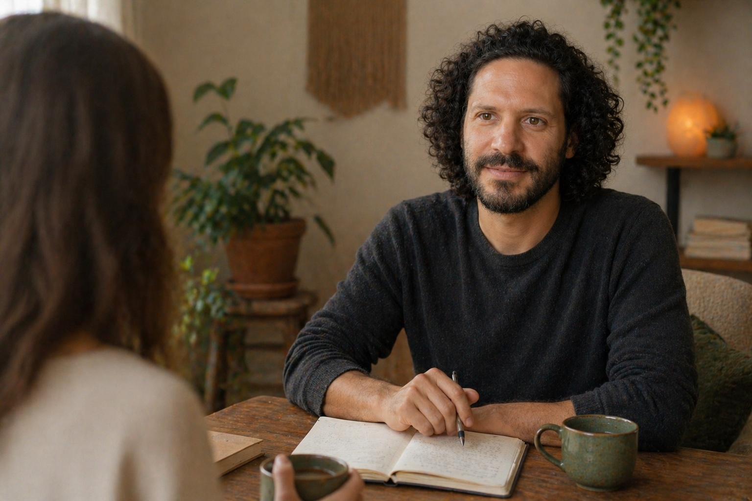 Two people having a calm coaching conversation